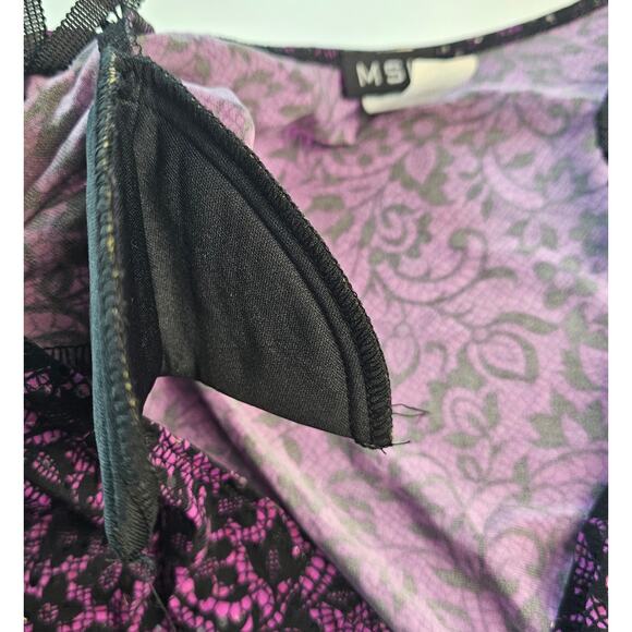 Vintage misook large made in USA purple clear sequins bead accent v neck glam - Picture 5 of 8